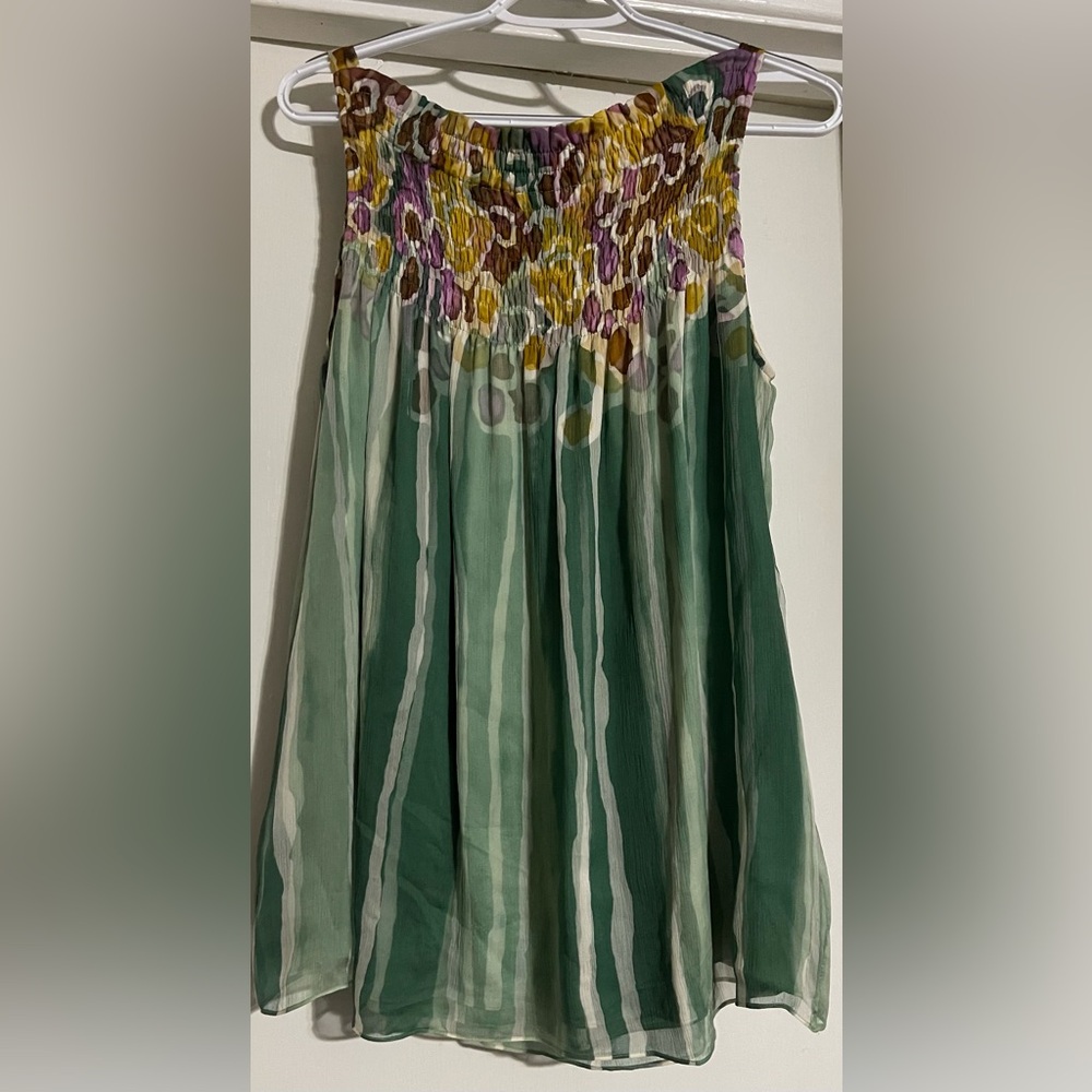 Diane von Furstenburgh Watercolor Silk Loose Tank Blouse Size 4